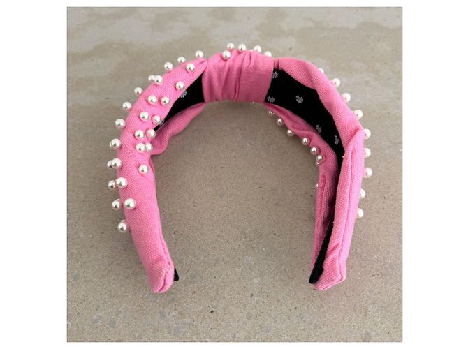 Lele Sadoughi Fascia per capelli imbottita con perle rosa - vista 3