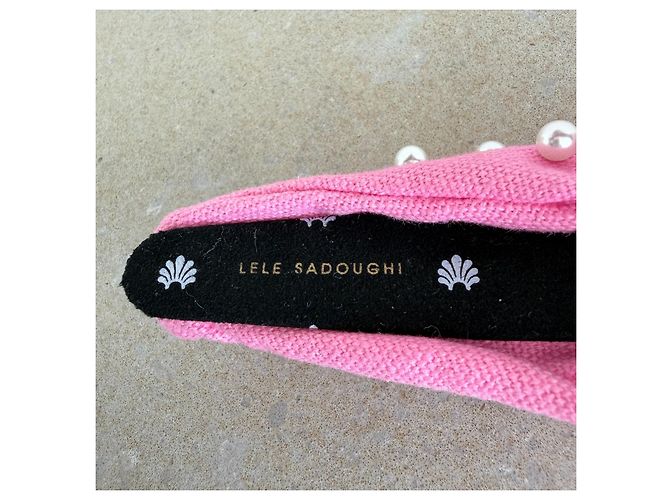 Lele Sadoughi Fascia per capelli imbottita con perle rosa - vista 5