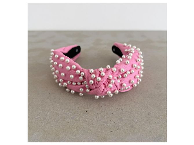 Lele Sadoughi Fascia per capelli imbottita con perle rosa - vista 7