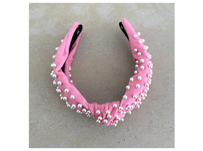Lele Sadoughi Fascia per capelli imbottita con perle rosa - vista 8