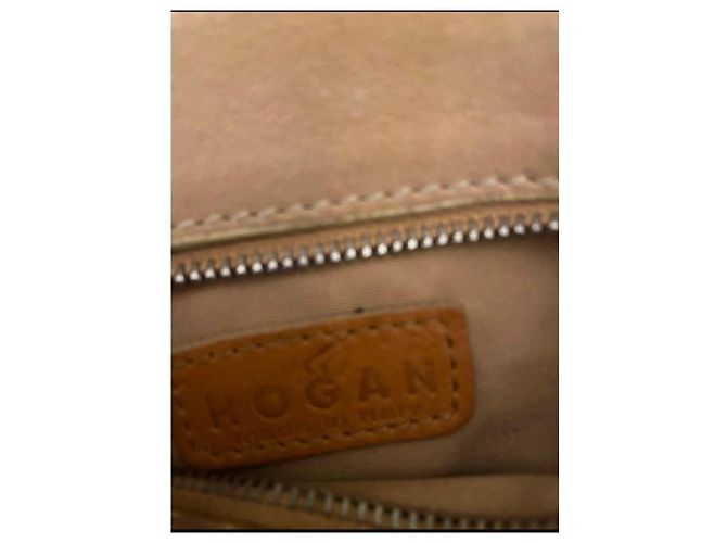 Sac à main Hogan en cuir et daim beige - vue 13