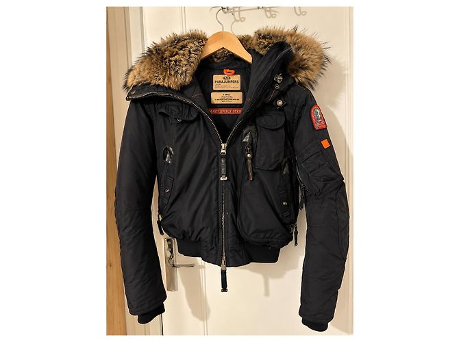 Parajumpers Schwarze Bomberjacke mit Pelzkapuze - Ansicht 3