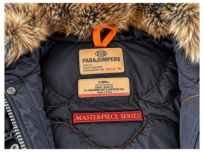 Parajumpers Schwarze Bomberjacke mit Pelzkapuze - Ansicht 7