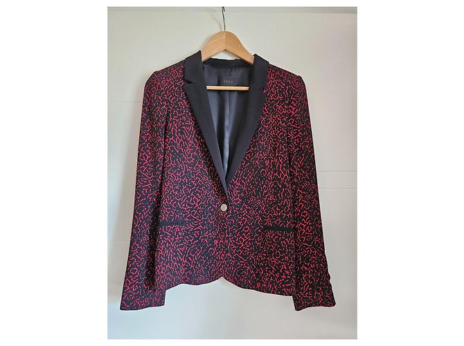 IKKS Printed Blazer Jacket Black and Red - view 2