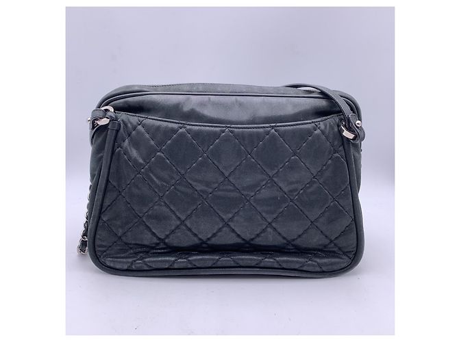 Chanel Borsa a tracolla Relax CC Camera Bag in pelle trapuntata nera iridescente 2012 - vista 3