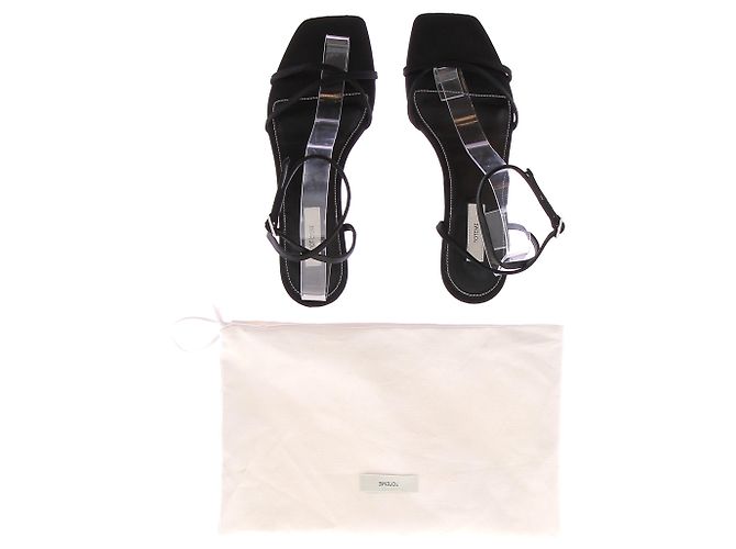 Totême Schwarze Satin-Sandalen - Ansicht 8