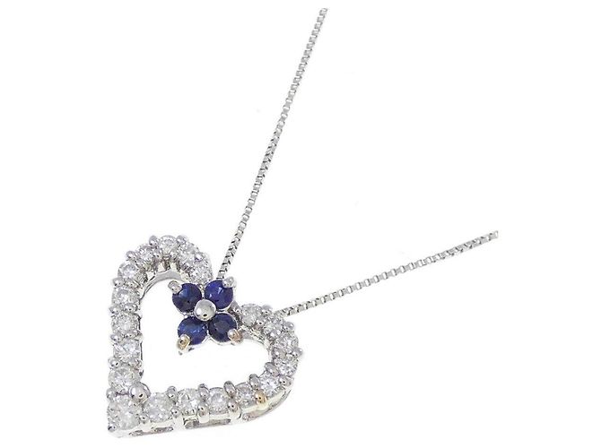 Autre Marque Collana Cuore Zaffiro e Diamanti Au750 Au417 - vista 3
