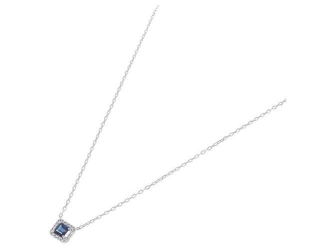 Autre Marque Pt900 Pt850 Saphir Diamant Halskette - Ansicht 2