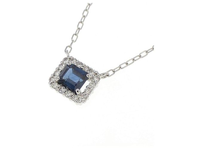 Autre Marque Pt900 Pt850 Saphir Diamant Halskette - Ansicht 3