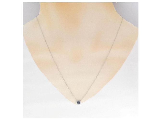 Autre Marque Pt900 Pt850 Saphir Diamant Halskette - Ansicht 6