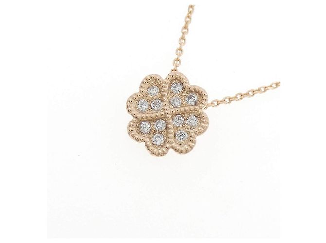 Autre Marque Collana a Trifoglio in Oro Rosa K10 e Diamanti - vista 3