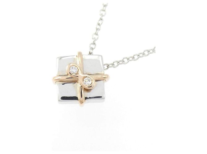 Autre Marque Collana in oro bianco e oro rosa Au750 con diamanti - vista 3