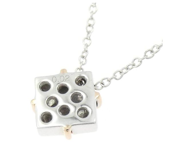 Autre Marque Collana in oro bianco e oro rosa Au750 con diamanti - vista 4