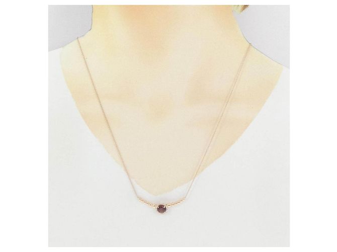 Autre Marque Au750 Granat-Diamant-Halskette - Ansicht 6