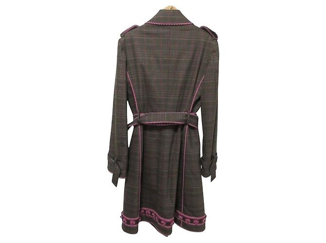 Moschino Cheap And Chic Check Single Trench Coat - vista 2