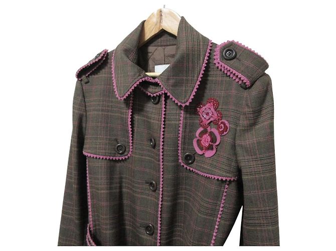 Moschino Cheap And Chic Check Single Trench Coat - vista 4