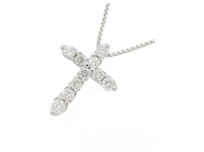 Autre Marque Collana Croce in Oro Bianco Au750 e Diamanti - vista 3