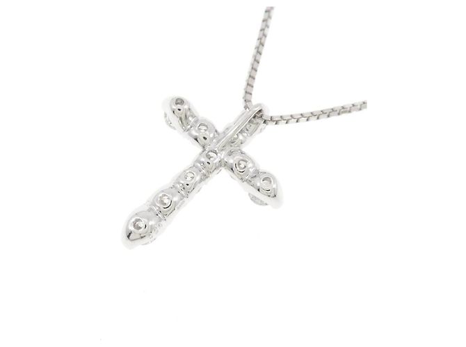 Autre Marque Collana Croce in Oro Bianco Au750 e Diamanti - vista 4