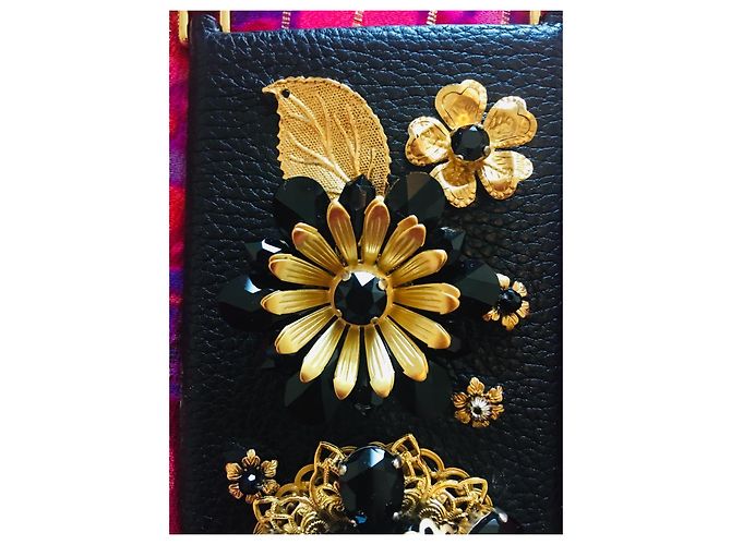 Dolce & Gabbana iPhone case adorned with flowers and black crystals - view 8
