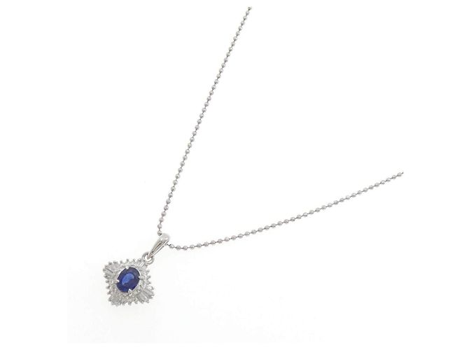 Autre Marque Pt900 Pt850 Saphir Diamant Halskette - Ansicht 2