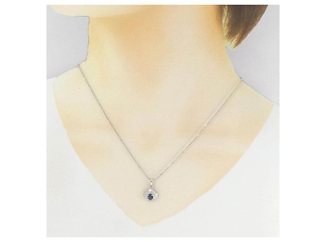 Autre Marque Pt900 Pt850 Saphir Diamant Halskette - Ansicht 6