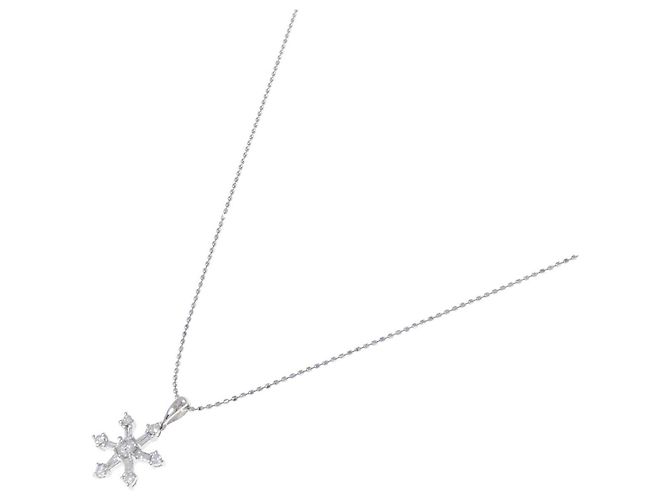 Autre Marque Pt900/Pt850 Schneeflocken-Diamantcollier - Ansicht 2