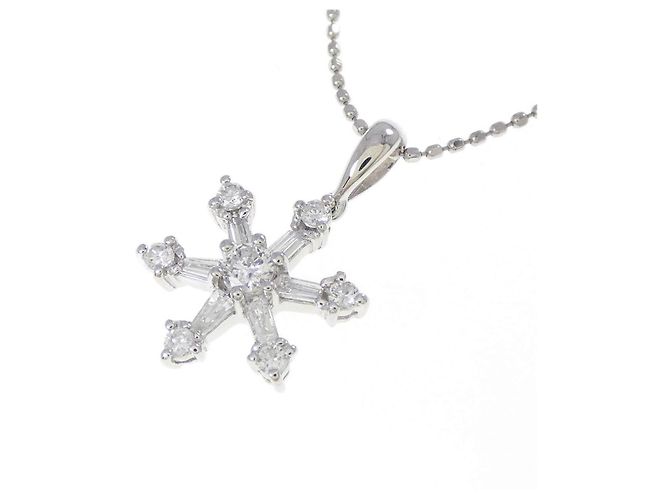 Autre Marque Pt900/Pt850 Schneeflocken-Diamantcollier - Ansicht 3