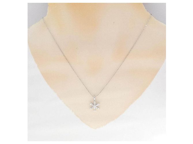 Autre Marque Pt900/Pt850 Schneeflocken-Diamantcollier - Ansicht 6