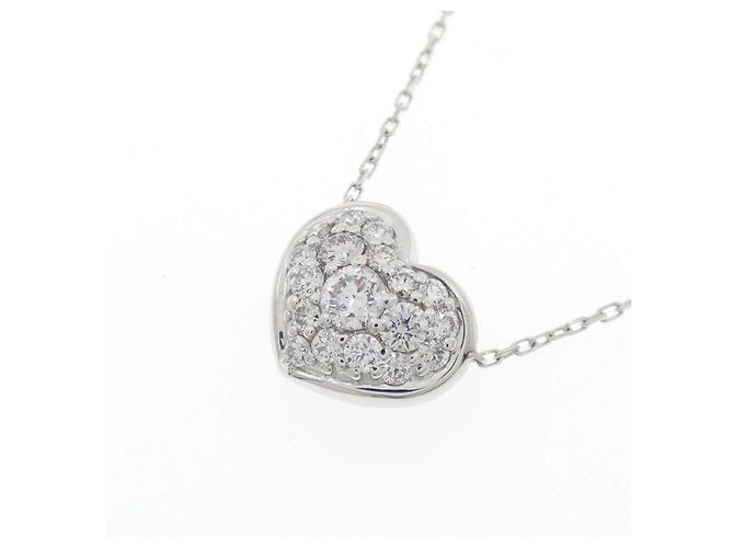 Autre Marque Collana a Cuore in Oro Bianco Au750 e Diamanti - vista 3