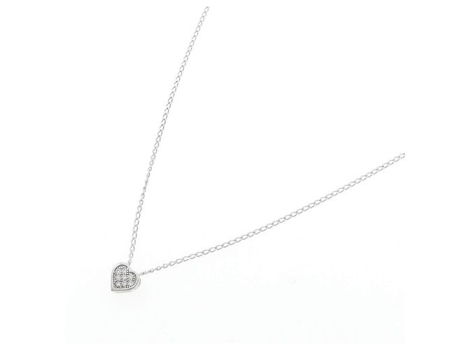 Autre Marque K10 Weißgold Diamant Herz Halskette - Ansicht 2