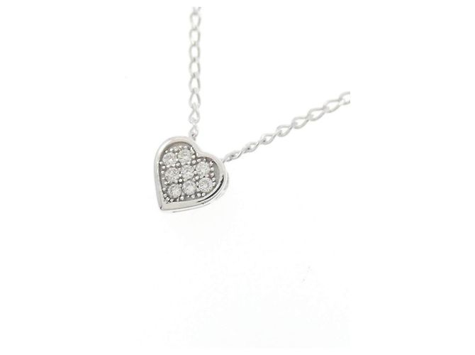 Autre Marque K10 Weißgold Diamant Herz Halskette - Ansicht 3