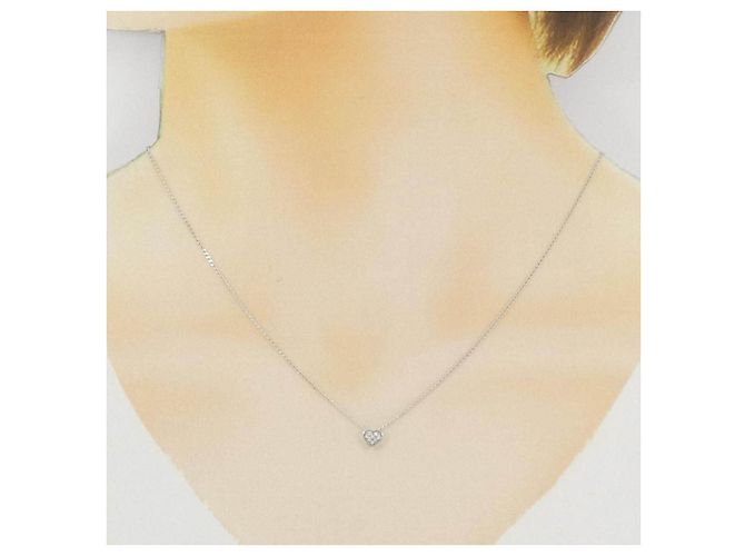 Autre Marque K10 Weißgold Diamant Herz Halskette - Ansicht 6
