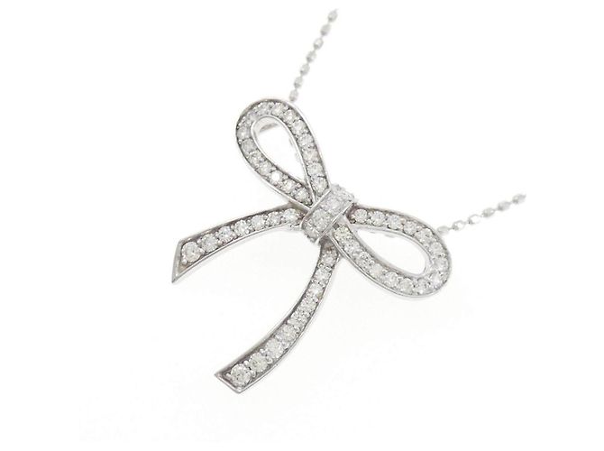 Autre Marque Collana a Nastro in Oro Bianco Au750 e Diamanti - vista 3