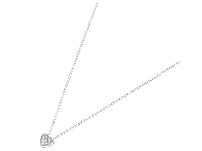 Autre Marque Collana Cuore in Diamanti e Oro Bianco K10 - vista 2