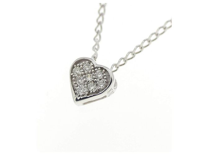 Autre Marque Collana Cuore in Diamanti e Oro Bianco K10 - vista 3
