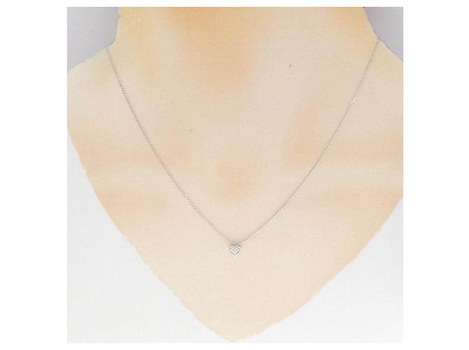 Autre Marque Collana Cuore in Diamanti e Oro Bianco K10 - vista 6