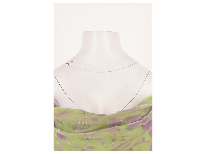 Rat & Boa Grünes Seidenkleid mit Blumenmuster und Fransen - Ansicht 5