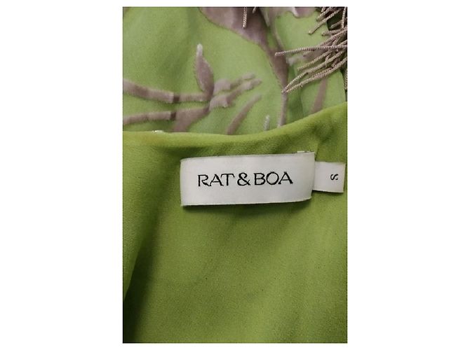 Rat & Boa Grünes Seidenkleid mit Blumenmuster und Fransen - Ansicht 7