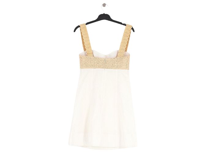 Autre Marque Vestido CLEA de lino blanco con parte superior de ganchillo beige - vista 2