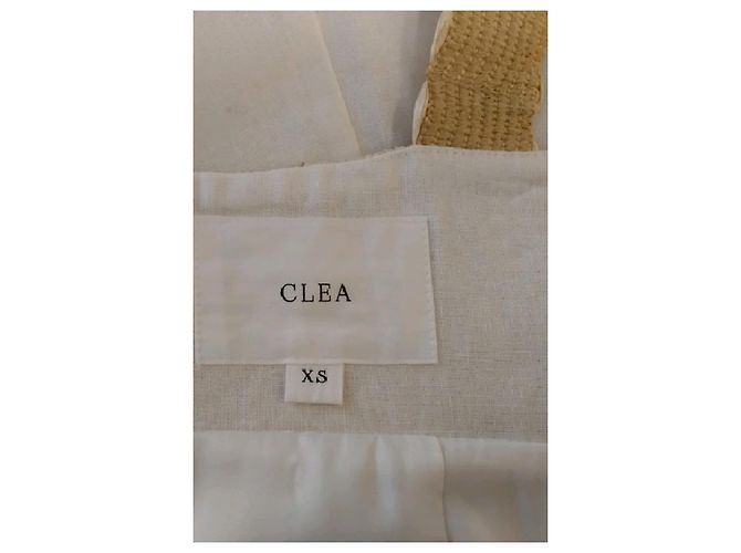 Autre Marque Vestido CLEA de lino blanco con parte superior de ganchillo beige - vista 5