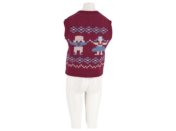 Autre Marque Damson Madder Ärmelloser roter Wollcardigan - Ansicht 2