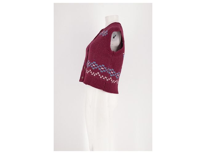 Autre Marque Damson Madder Ärmelloser roter Wollcardigan - Ansicht 3