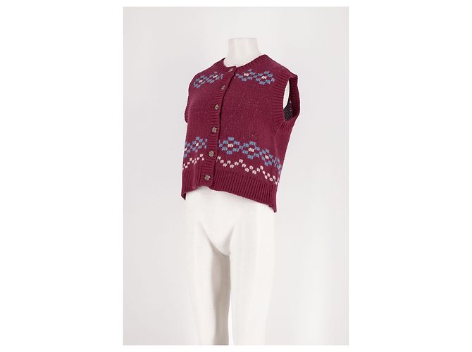 Autre Marque Damson Madder Ärmelloser roter Wollcardigan - Ansicht 4