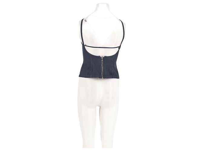 Autre Marque Top tank cropped NYNNE de algodón azul con detalle de anillo - vista 2
