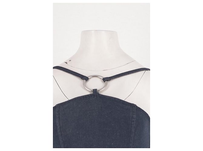 Autre Marque Top tank cropped NYNNE de algodón azul con detalle de anillo - vista 5