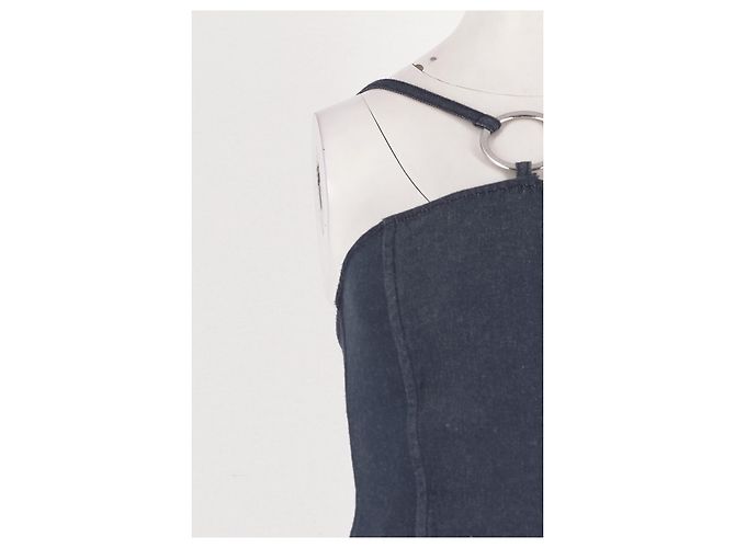 Autre Marque Top tank cropped NYNNE de algodón azul con detalle de anillo - vista 6