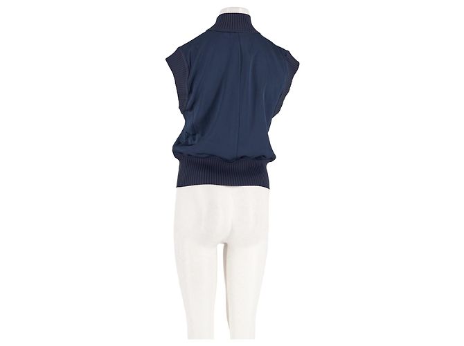 Autre Marque Top senza maniche con collo alto a coste blu navy FLORERE - vista 2
