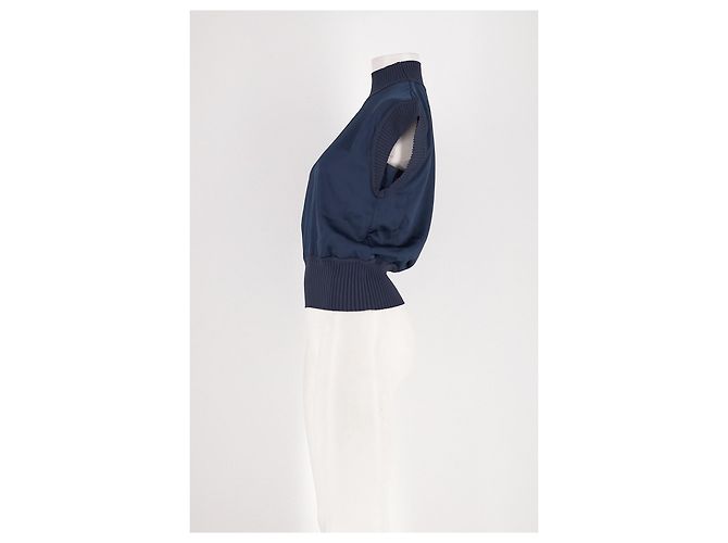 Autre Marque Top senza maniche con collo alto a coste blu navy FLORERE - vista 3