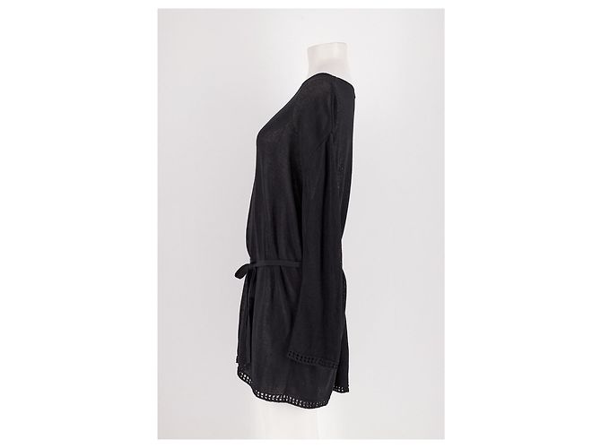Autre Marque Vestido negro de algodón con cinturón DISSH - vista 3