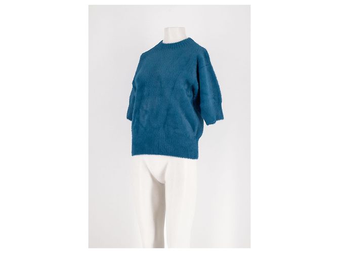 Autre Marque FLORERE Blauer Kurzarmpullover mit Rundhalsausschnitt S - Ansicht 4